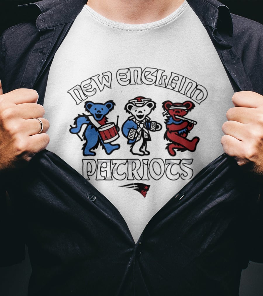 New England Patriots Grateful Dead Dancing Bears Trio T-Shirt