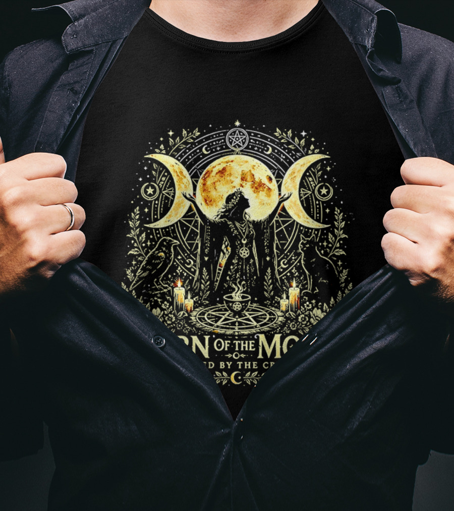 Born Of The Moon Guided By The Craft Witchcraft Lunar Magic Triple Moon Symbols Candles And Mystic T-Shirt