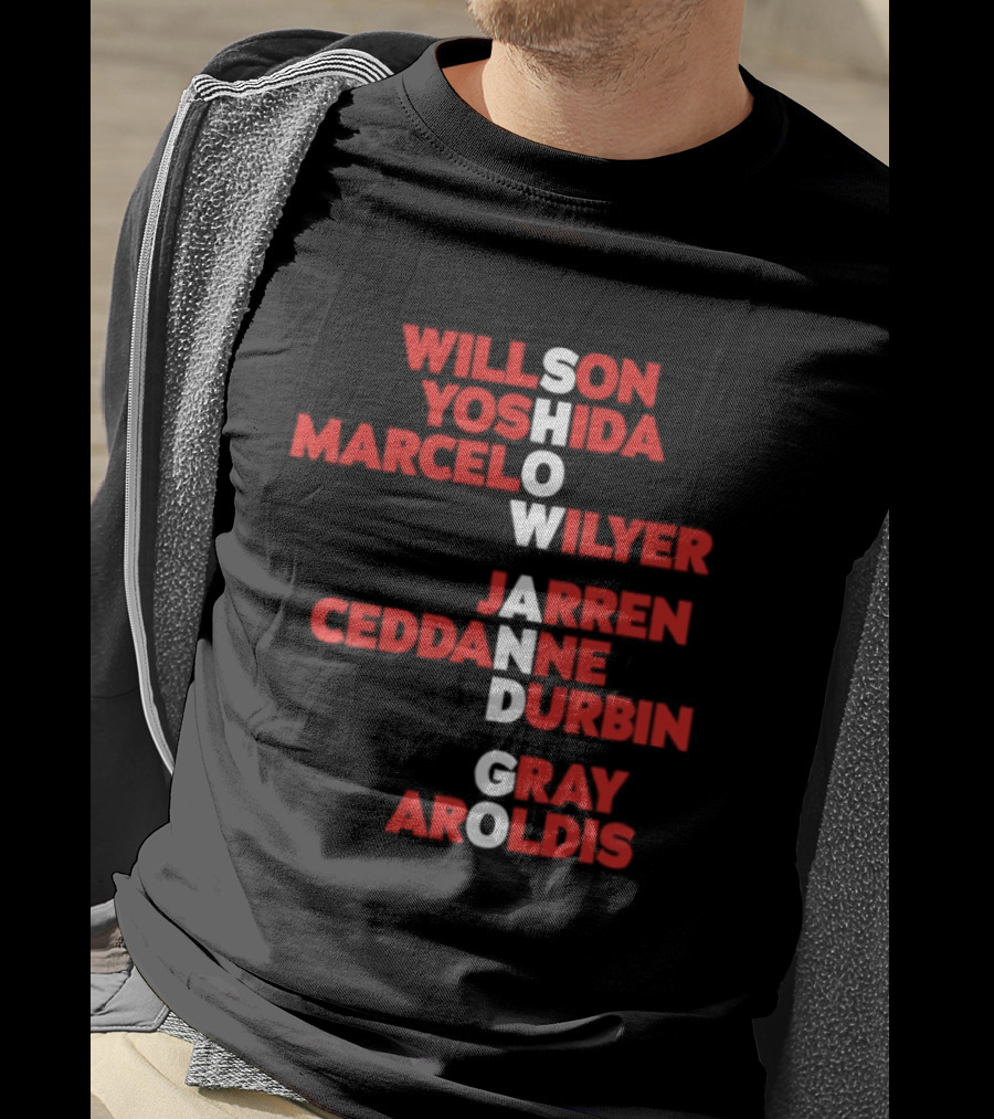Boston Baseball Show And Go Willson Yoshida Marcel Wilyer Jarren Ceddanne Durgin Gray Aroldis 2026 Names Word Game T-Shirt