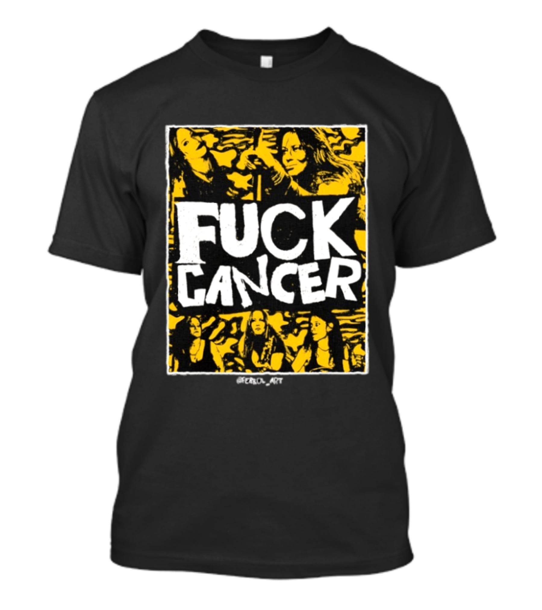 Fuck Cancer Support Bold Graphic With Yellow And Black T-Shirt