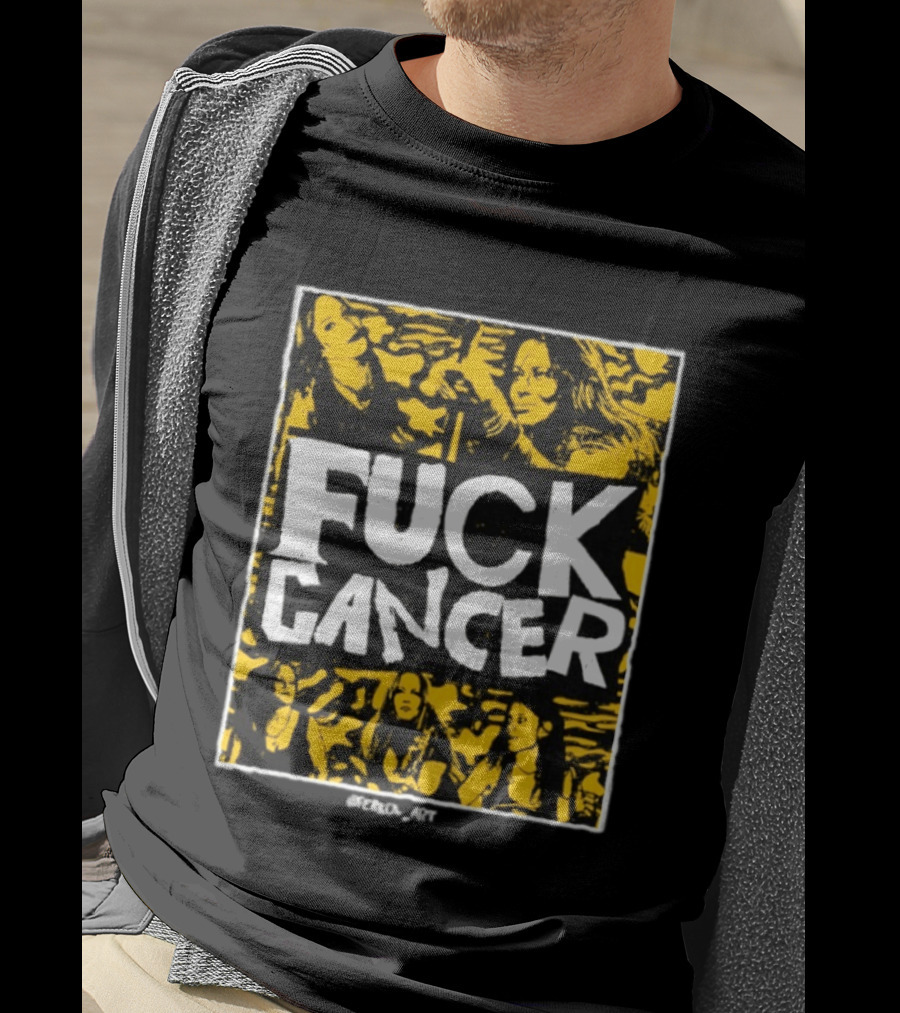 Fuck Cancer Support Bold Graphic With Yellow And Black T-Shirt