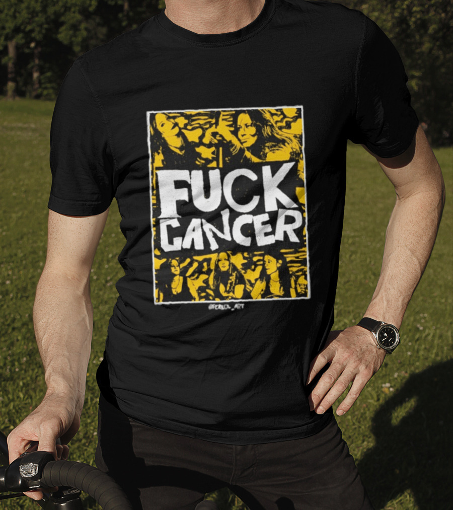Fuck Cancer Support Bold Graphic With Yellow And Black T-Shirt