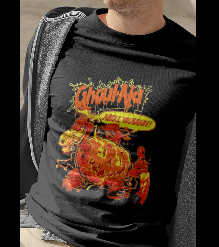 Ghoul Aid Hell Yeaahh Pumpkin Halloween Knife Monster T-Shirt
