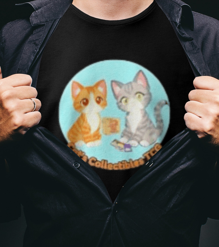 Cat's Collectibles TCG Cute Cartoon Cats Holding Trading Cards T-Shirt