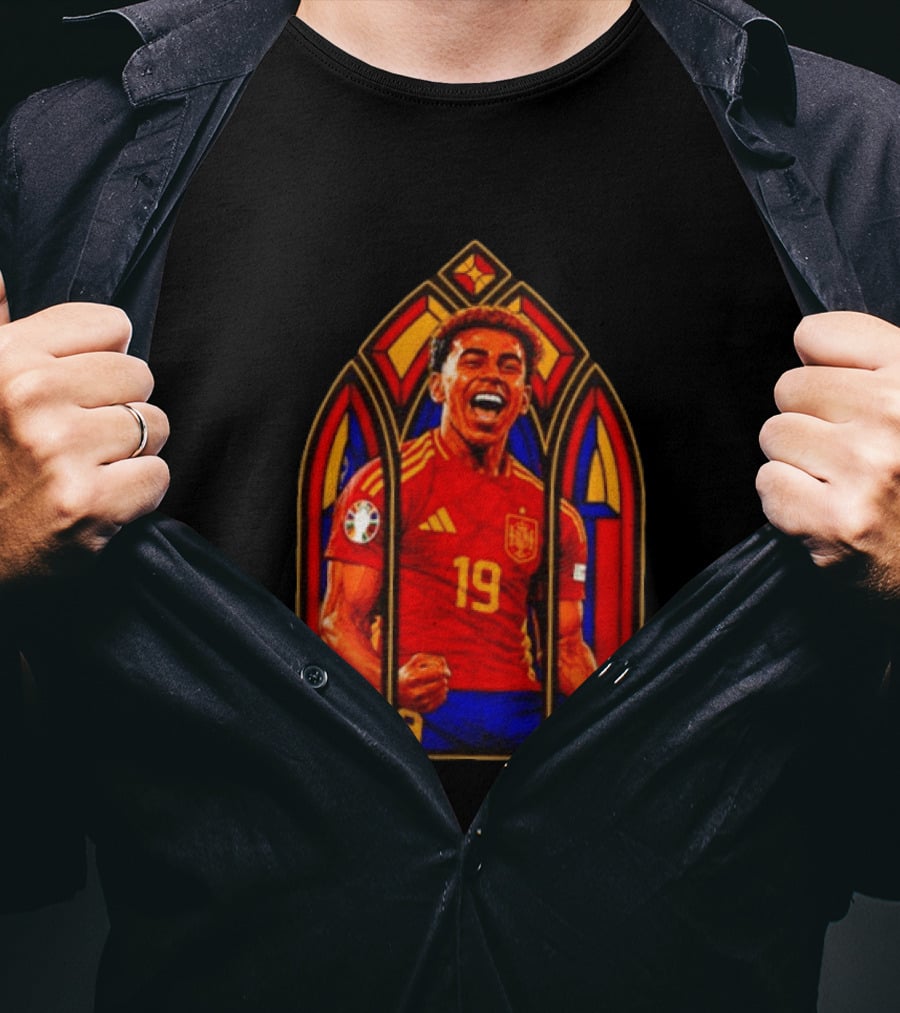 Lamine Yamal Spain National Team Number 19 Stained Glass Artistry T-Shirt