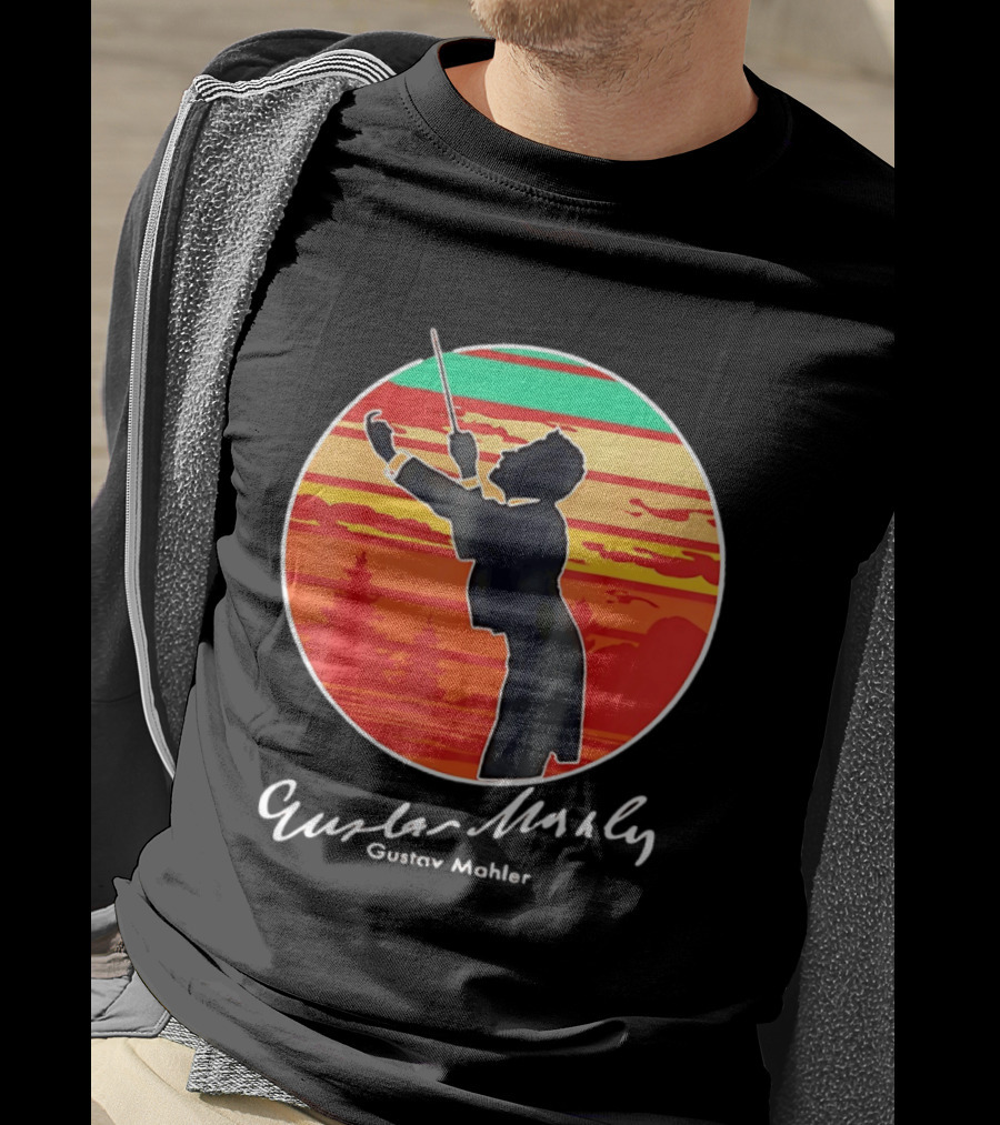 Gustav Mahler Conducting Silhouette With Vibrant Sunset T-Shirt