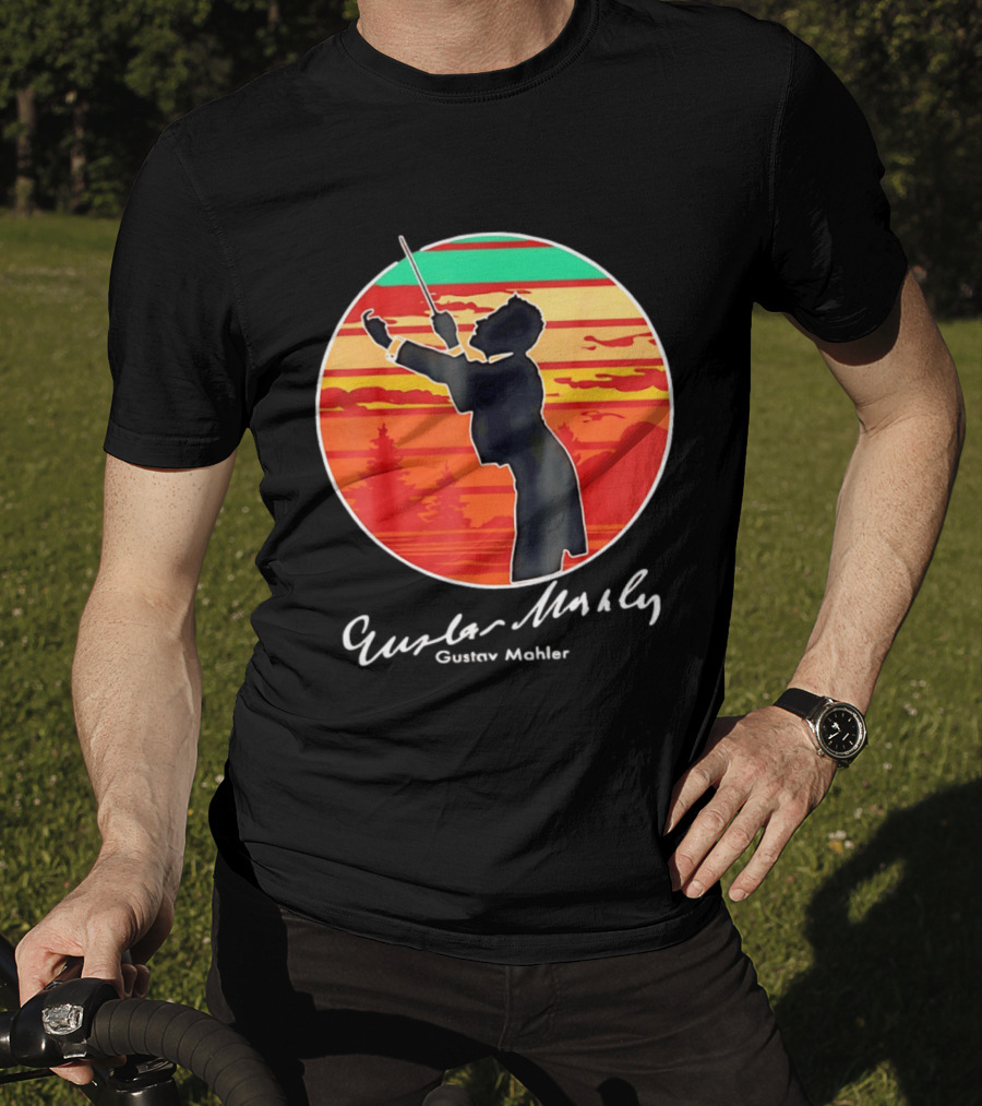 Gustav Mahler Conducting Silhouette With Vibrant Sunset T-Shirt