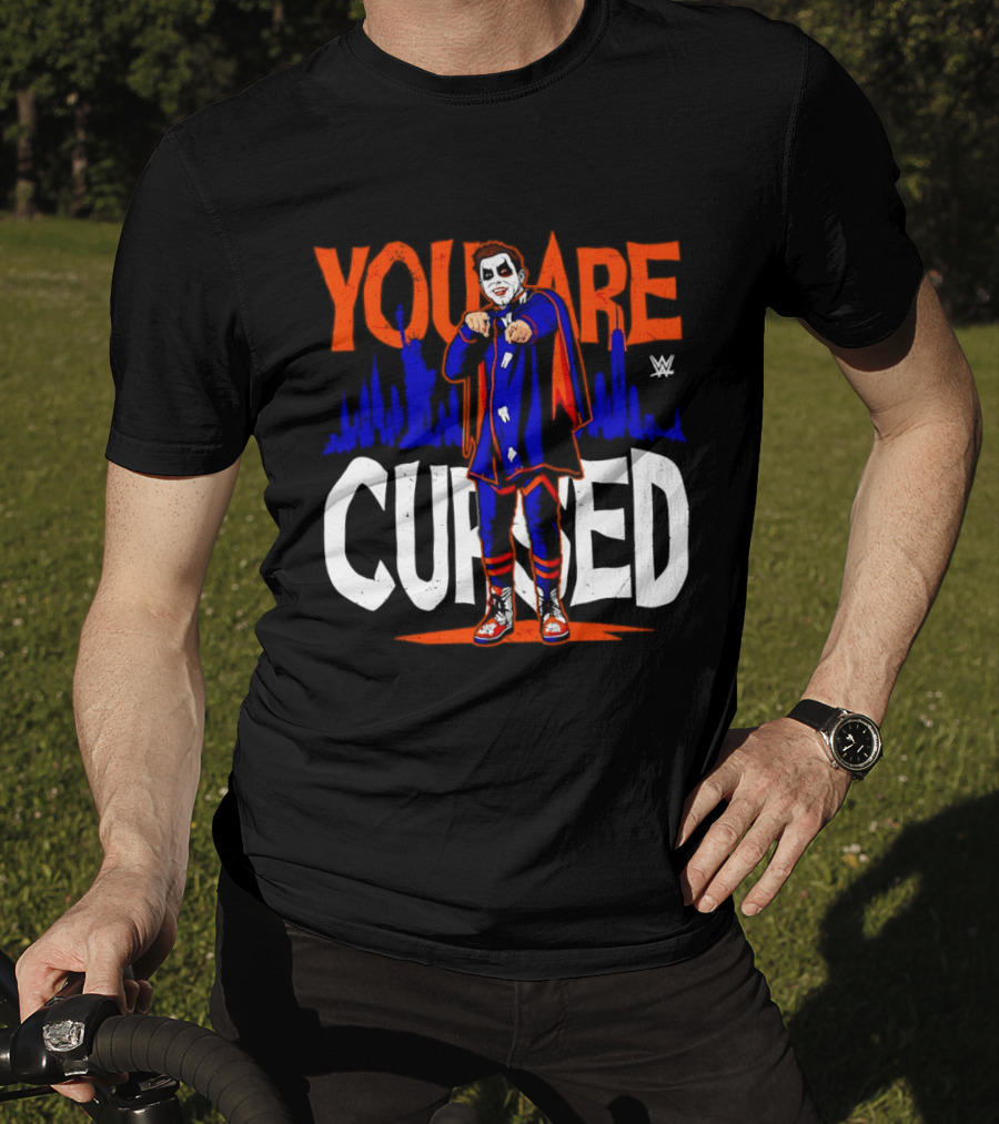 Danhausen You Are Cursed WWE Distressed Orange Blue Jokerface T-Shirt