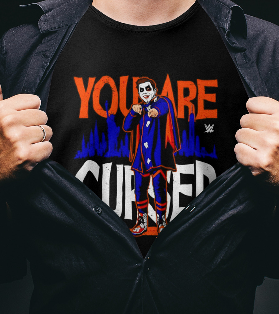 Danhausen You Are Cursed WWE Distressed Orange Blue Jokerface T-Shirt