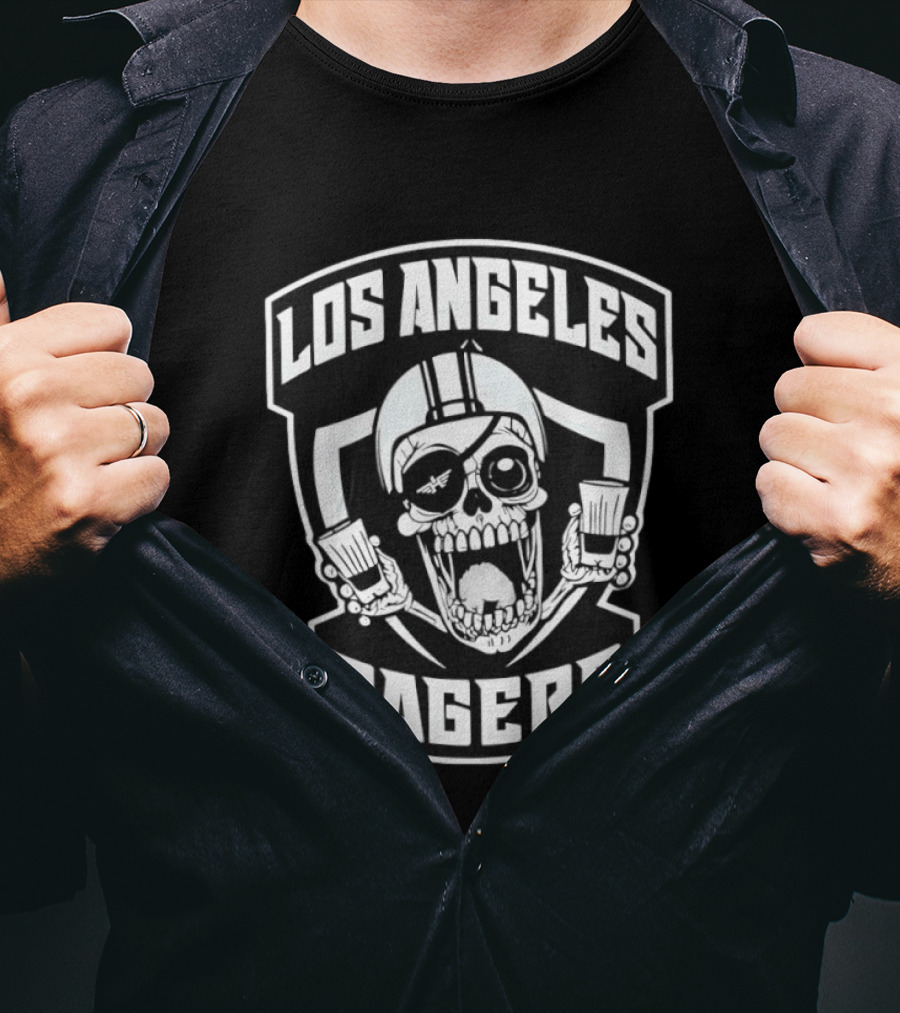 Los Angeles Ragers Skull Eye Patch Shot Glasses Helmet T-Shirt