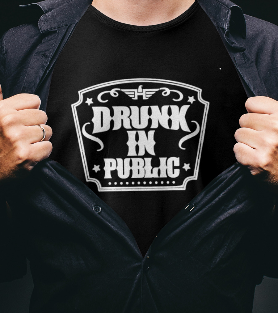 Drunk In Public Alcohol Drinking Typography Old West T-Shirt