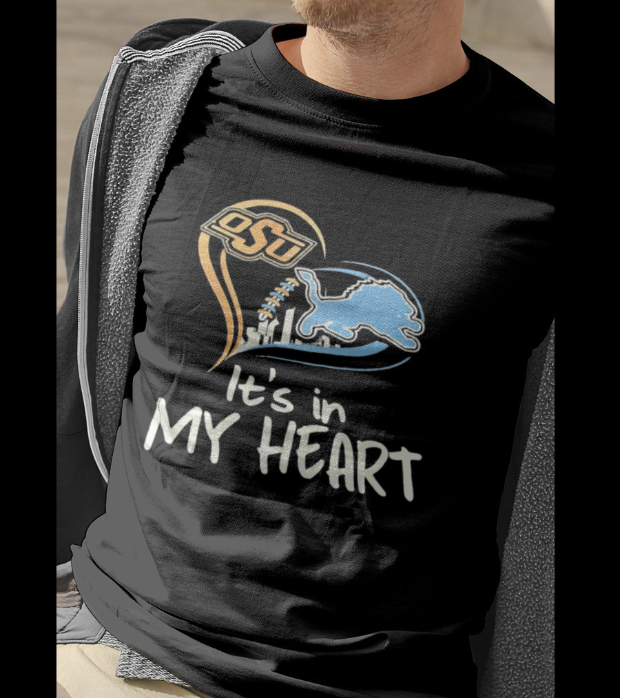 OSU And Detroit Lions Heart Graphic Connection T-Shirt