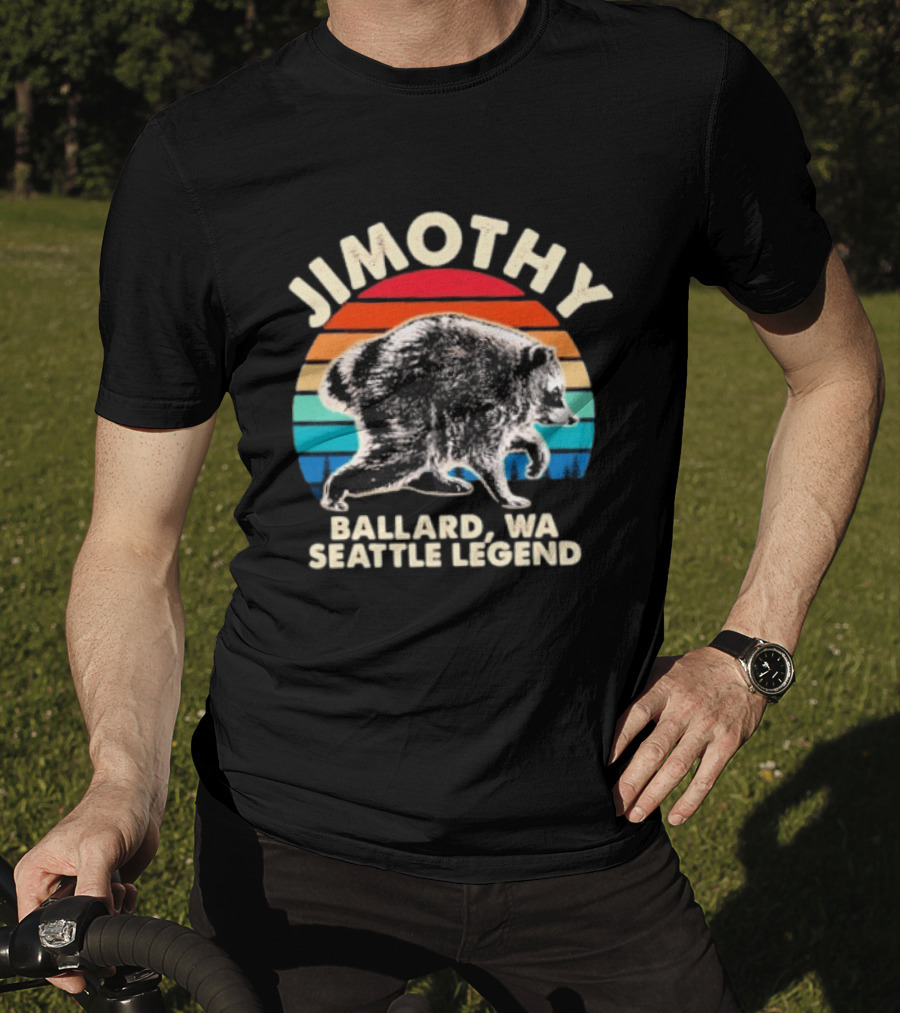 Jimothy Raccoon Ballard WA Seattle Legend Retro Vintage Sunset T-Shirt