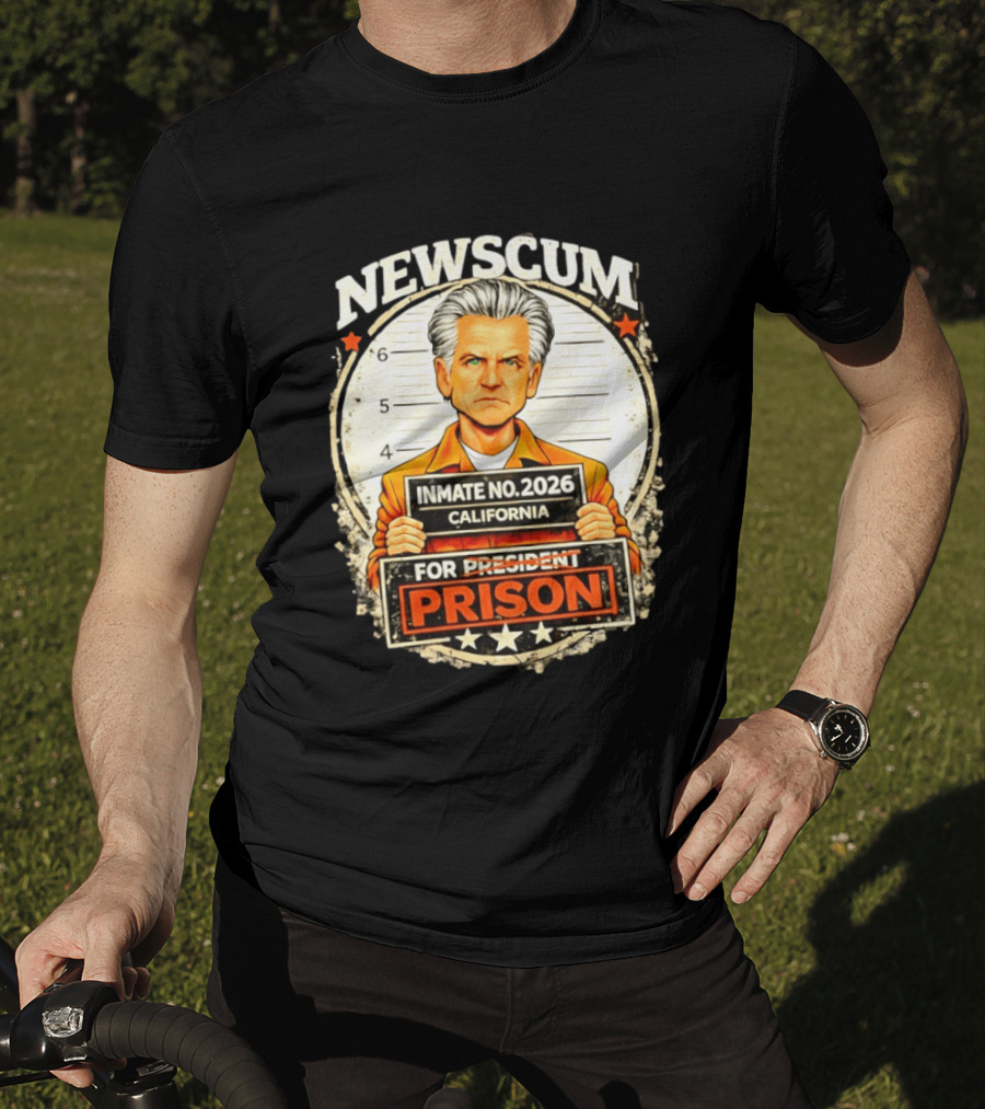 Newscum Gavin Newsom Inmate No 2026 California Prison For President T-Shirt