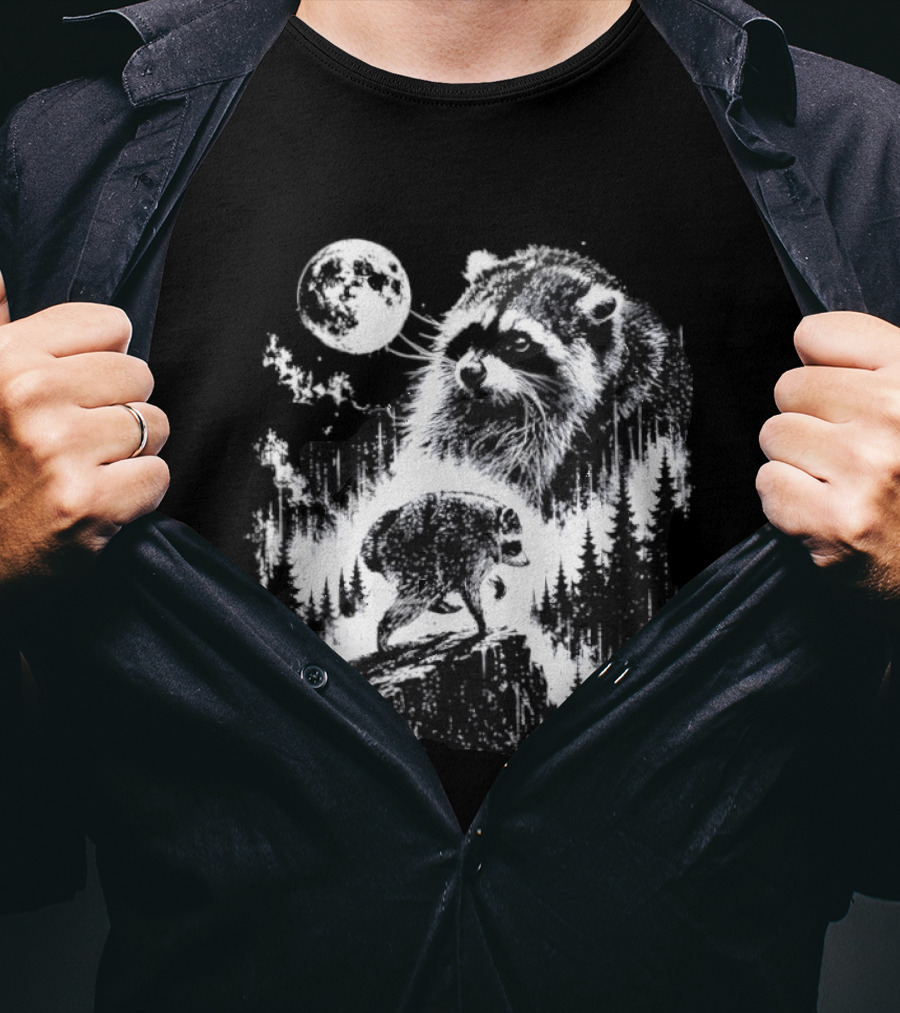 Jimothy Seattle Feral Legend Raccoon Moonlit Forest Wildlife Adventure T-Shirt