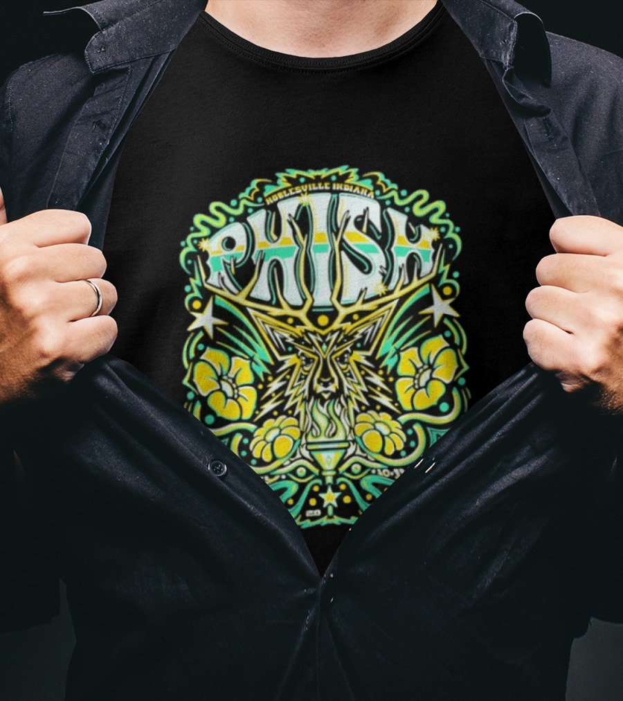 Phish Noblesville Indiana July 10 11 12 2026 Psychedelic Floral And Starburst T-Shirt