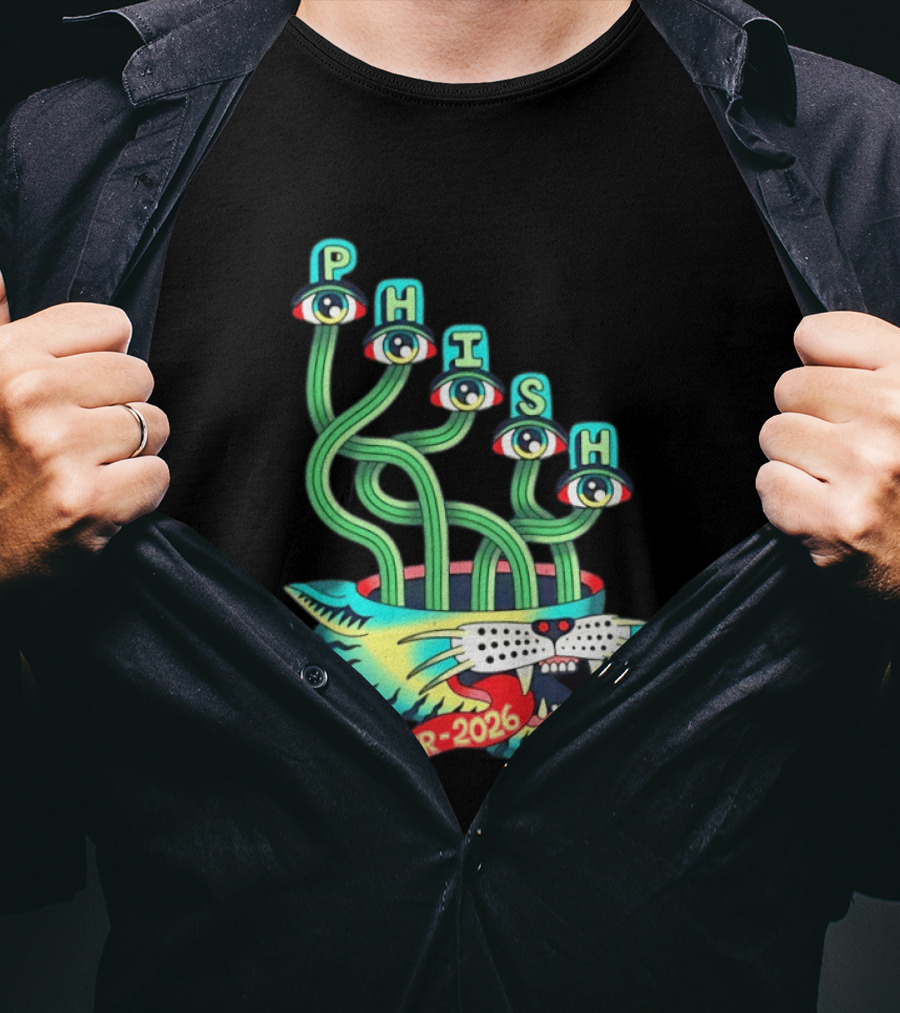 Phish Summer 2026 Jam Band Psychedelic Cat Eye Stalks T-Shirt
