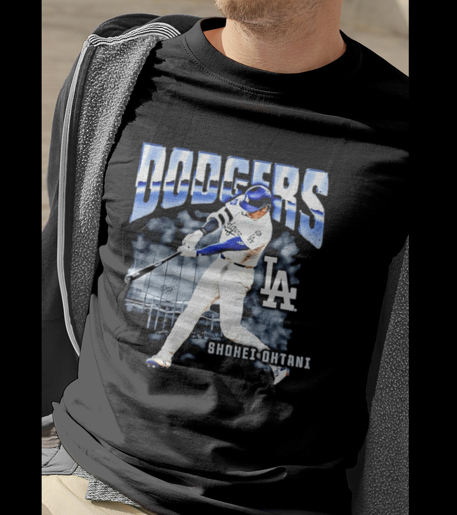 Shohei Ohtani Los Angeles Dodgers MLB Baseball Star Hitter Action Dodgers Stadium T-Shirt
