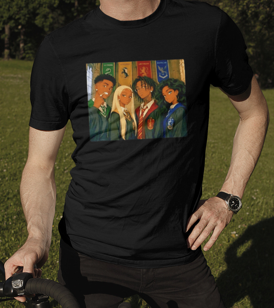 Slytherin Hufflepuff Gryffindor Ravenclaw Hogwarts Students Anime Characters T-Shirt