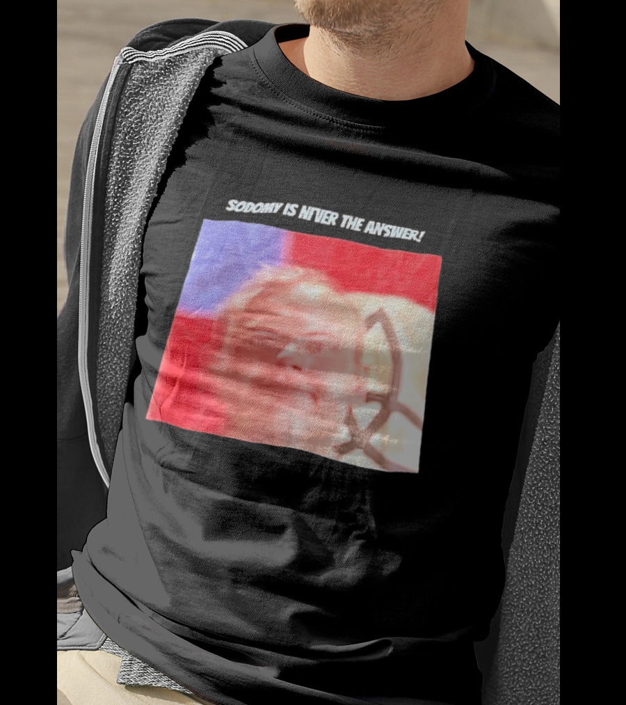 Sodomy Is Never The Answer Meme Face With Flag T-Shirt