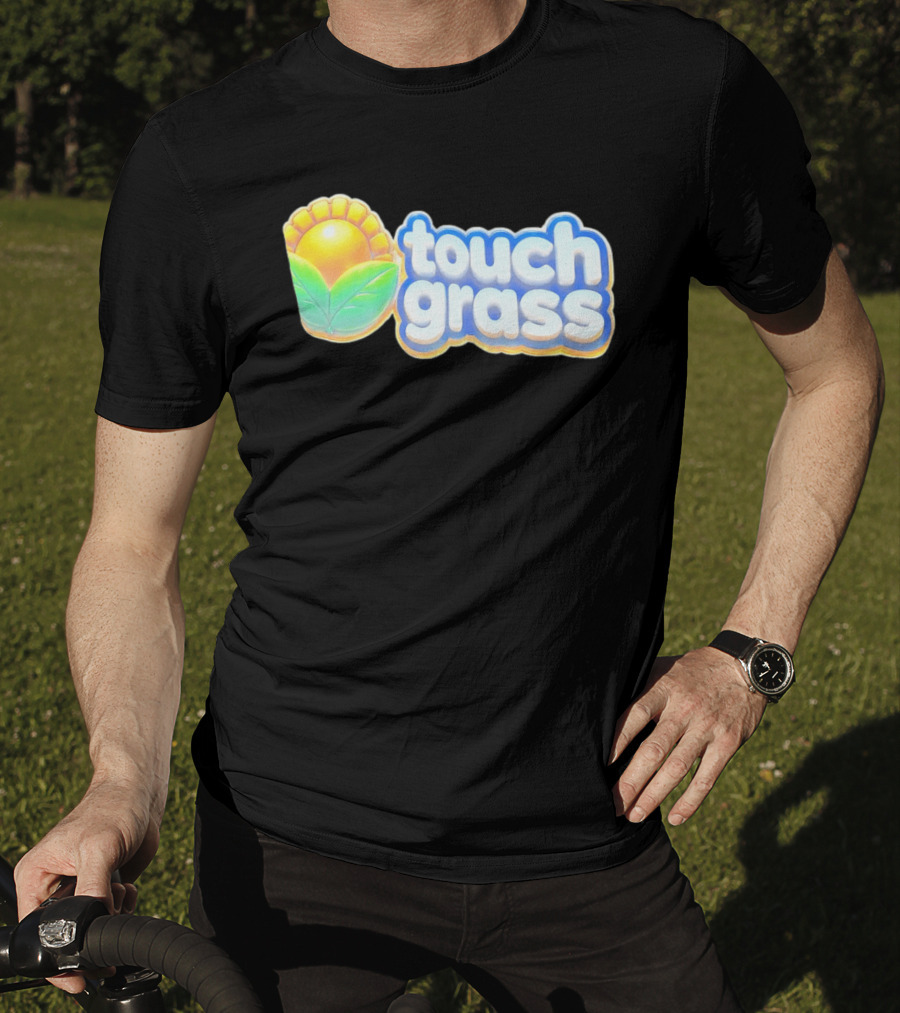 Touch Grass Plants Vs Zombies Sunflower Gaming Meme T-Shirt
