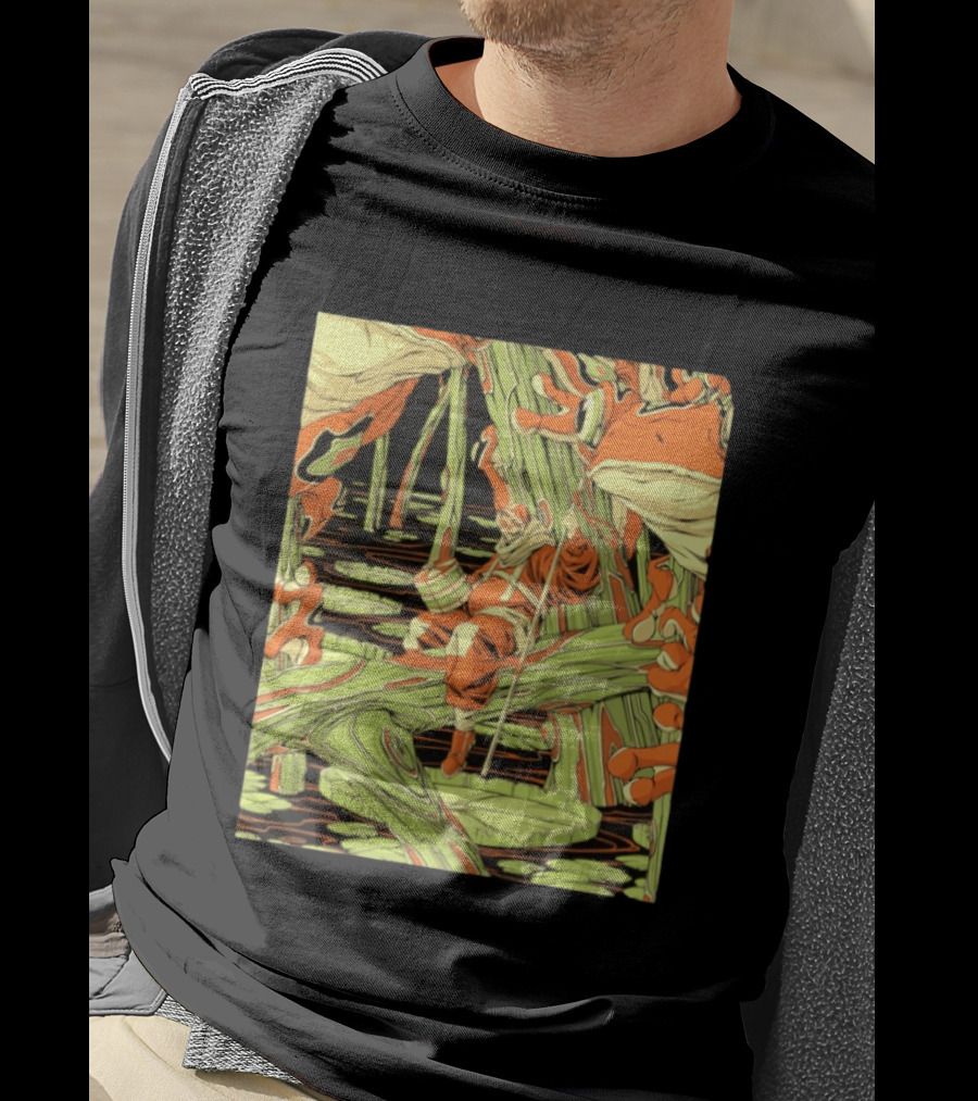 Swamp Explorer With Giant Frogs Wilderness Adventure T-Shirt