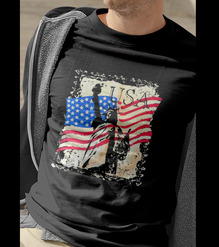 USA Statue Of Liberty American Flag T-Shirt