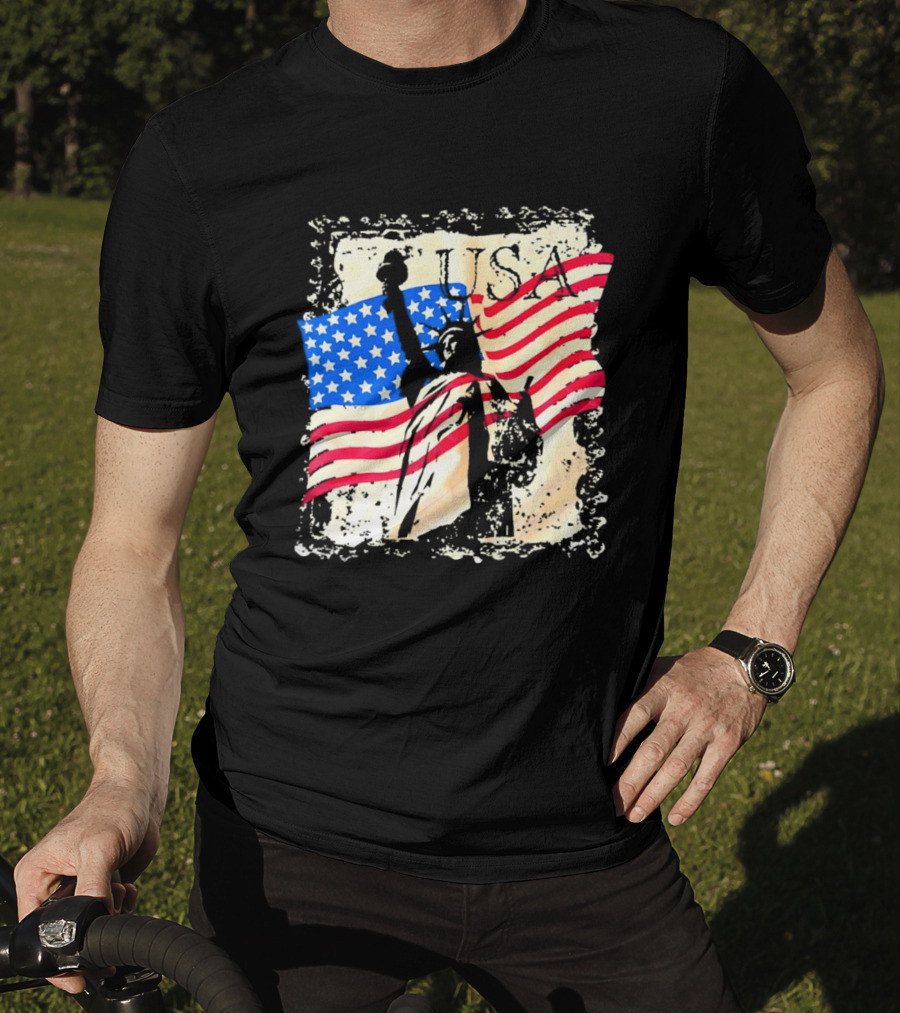 USA Statue Of Liberty American Flag T-Shirt