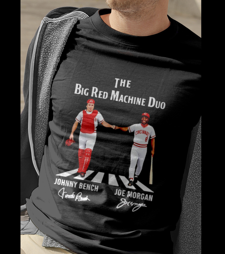 The Big Red Machine Duo Johnny Bench Joe Morgan Cincinnati Reds Fist Bump T-Shirt