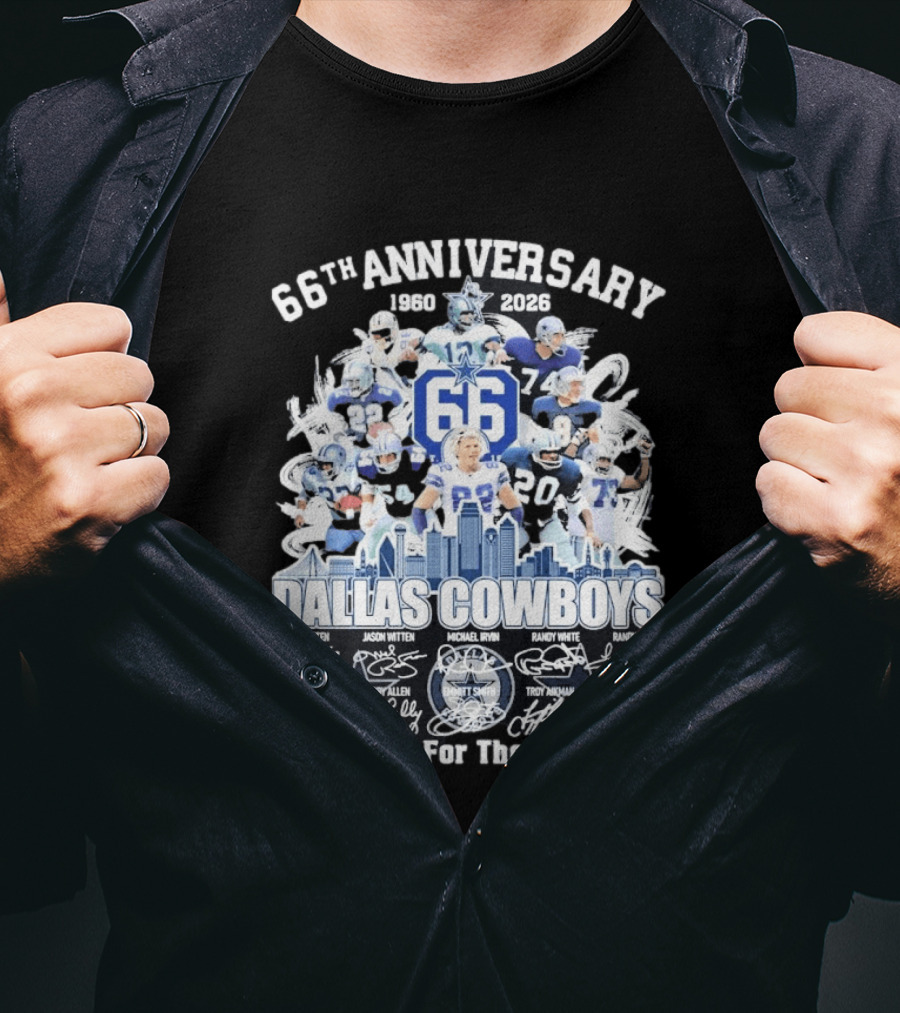Dallas Cowboys 66th Anniversary 1960 2026 Thank You For The Memories Signatures T-Shirt