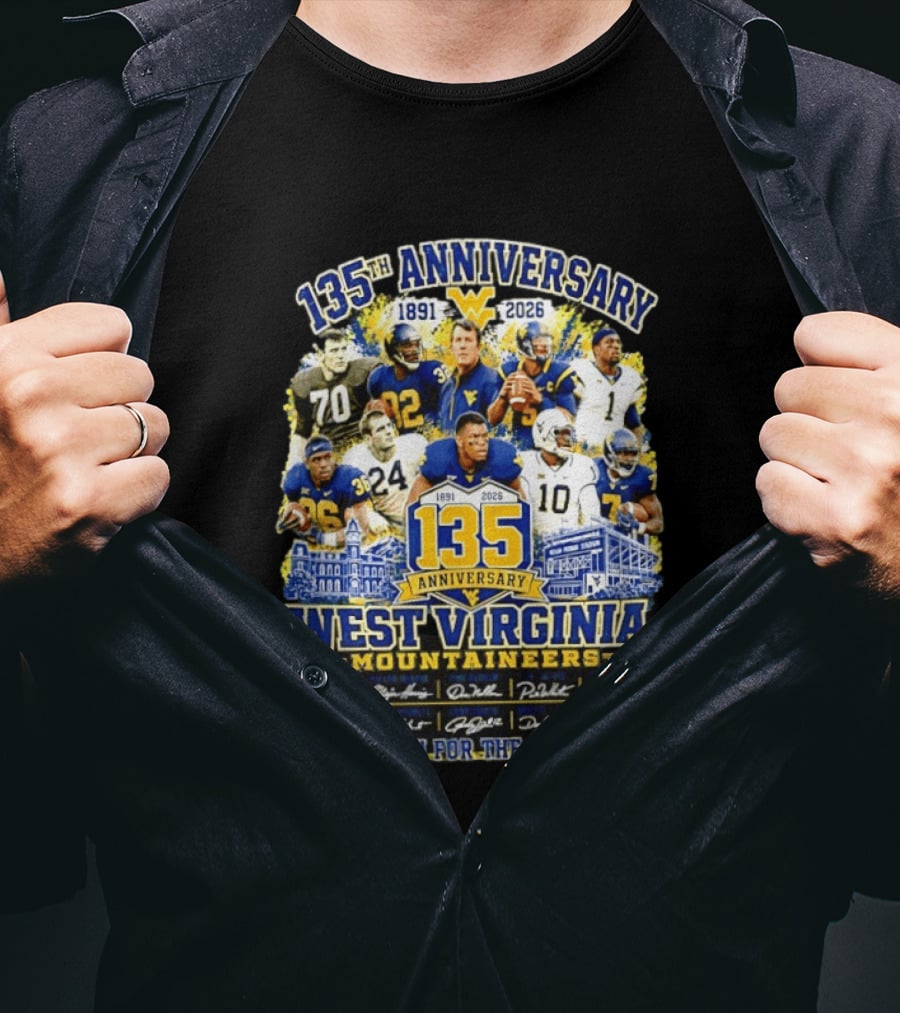 West Virginia Mountaineers 135th Anniversary 1891 2026 Thank You For The Memories Signatures T-Shirt