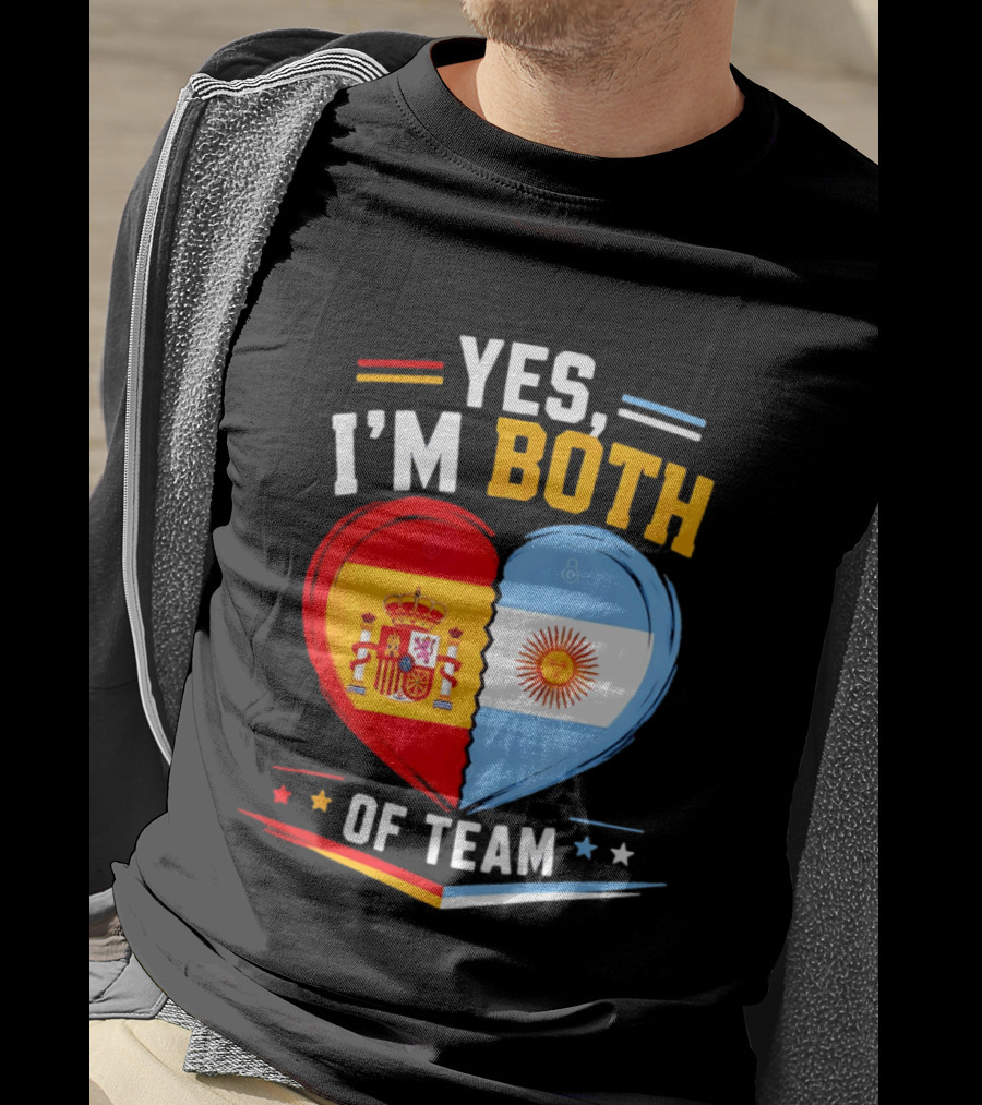 Yes I'm Both Team Spain And Argentina Heart Flags T-Shirt