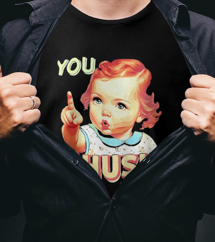 YOU SHUSH Vintage Style Baby Finger Pointing T-Shirt