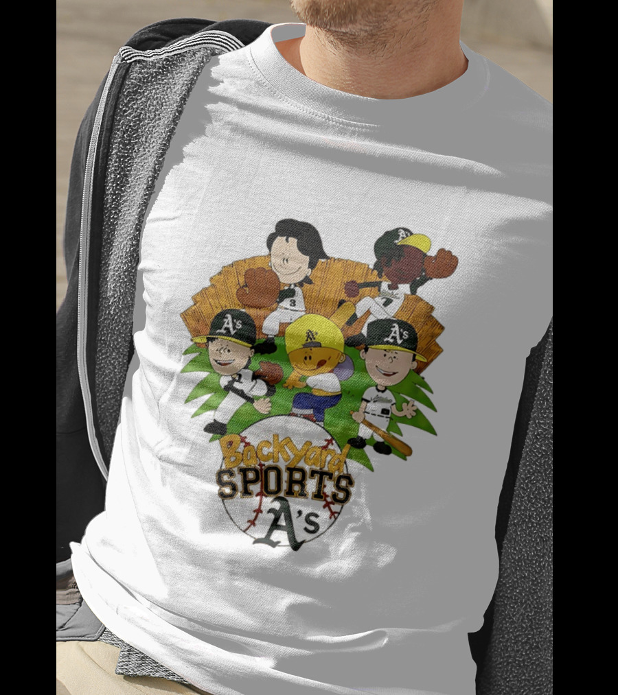 Backyard Sports A's Oakland Athletics MLB Characters Playing Baseball T-Shirt