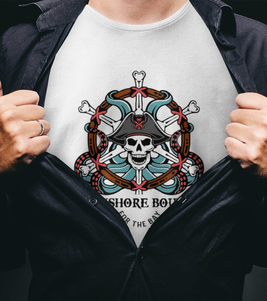 Bayshore Bound Pirate Skull For The Bay Adventure T-Shirt
