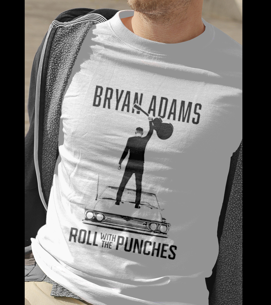 Bryan Adams Silhouette Raising Guitar On Car Roll With The Punches T-Shirt