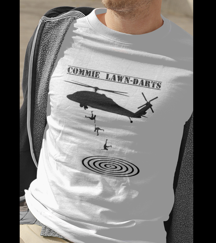 Commie Lawn Darts Helicopter Paratrooper Meme Target Landing T-Shirt