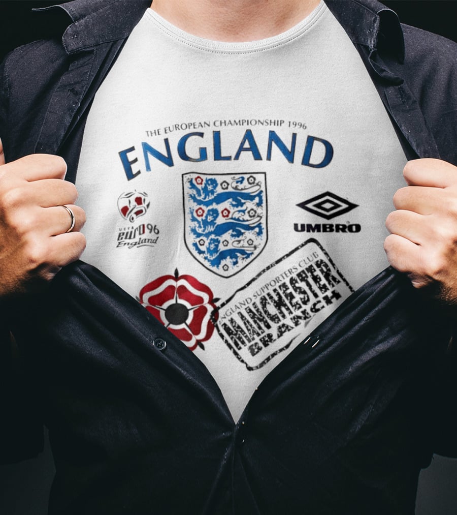 The European Championship 1996 England Supporters Club Manchester Branch Umbro Euro 96 T-Shirt