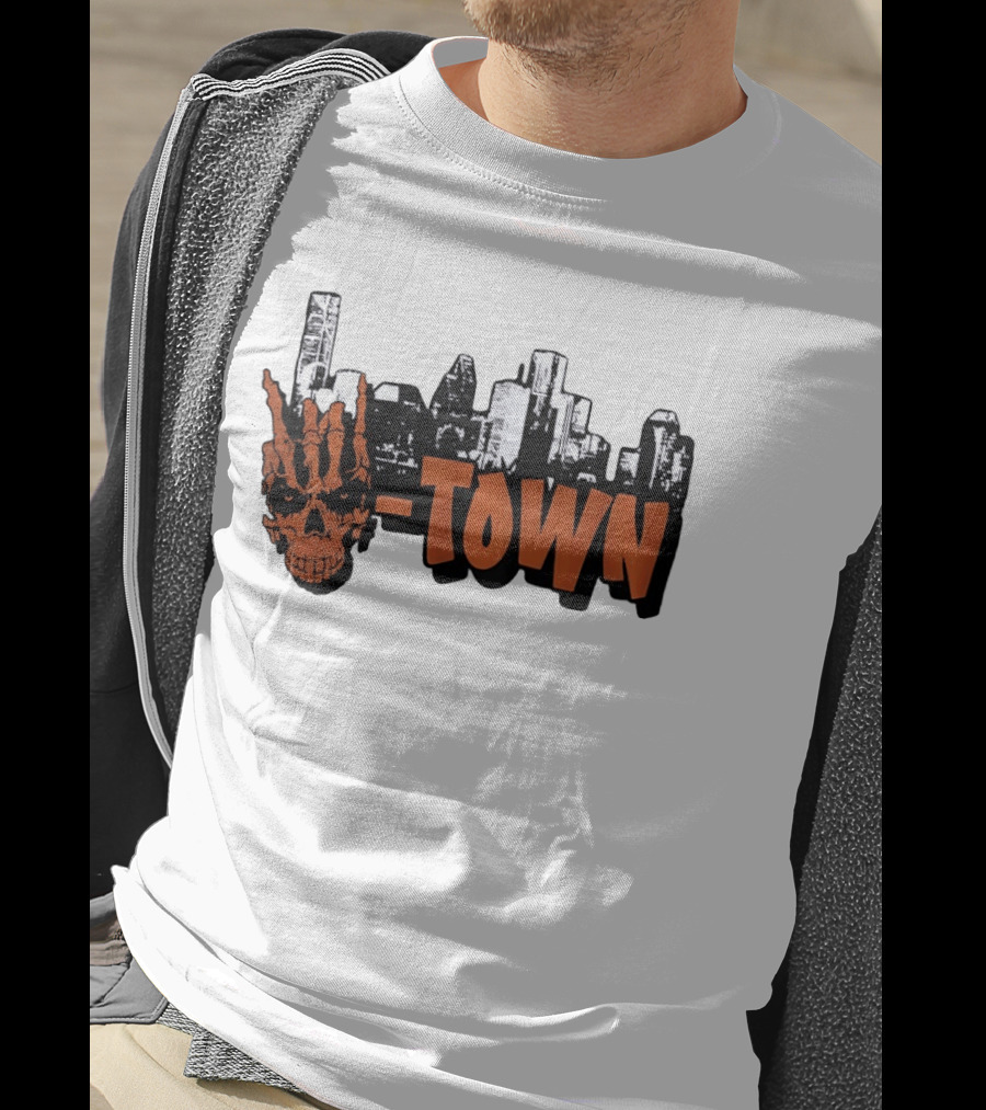 H Town Skull Skyline Houston Texas T-Shirt