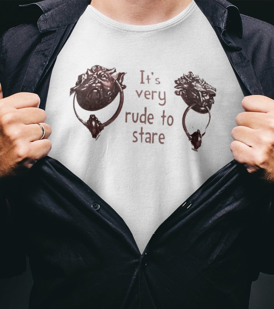 It's Very Rude To Stare Labyrinth Door Knockers Iconic Movie T-Shirt