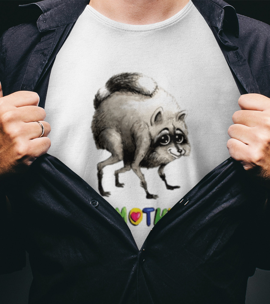Jimothy Raccoon Rainbow Text Playful T-Shirt