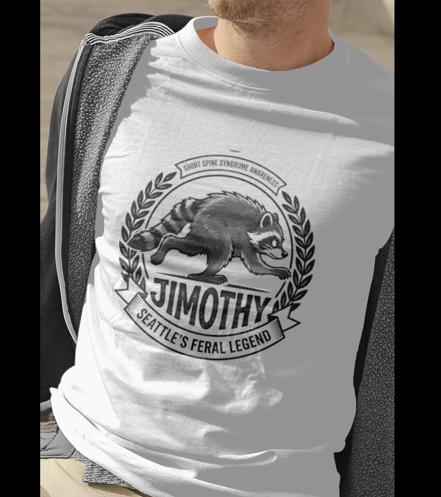 Jimothy Short Spine Syndrome Awareness Seattle's Feral Legend Bear T-Shirt
