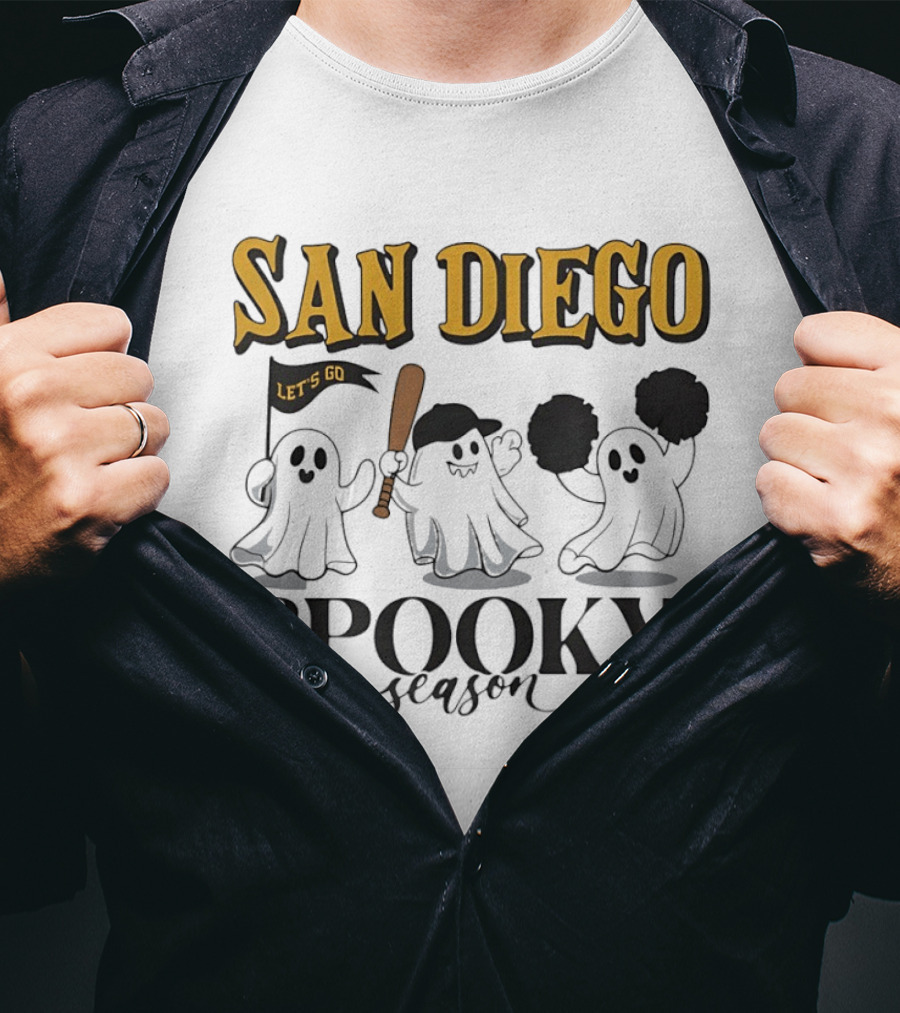 San Diego Let's Go Ghosts Spooky Season Baseball T-Shirt