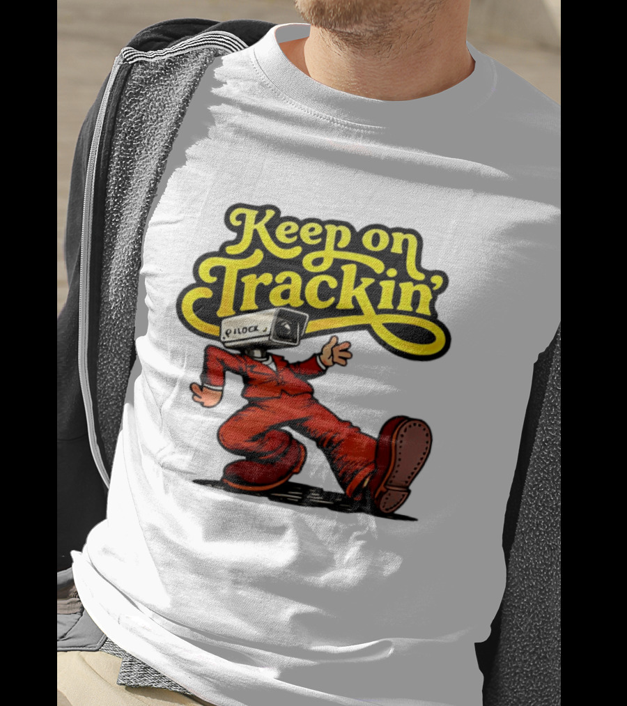 Keep On Trackin' Security Camera Head Person Walking T-Shirt