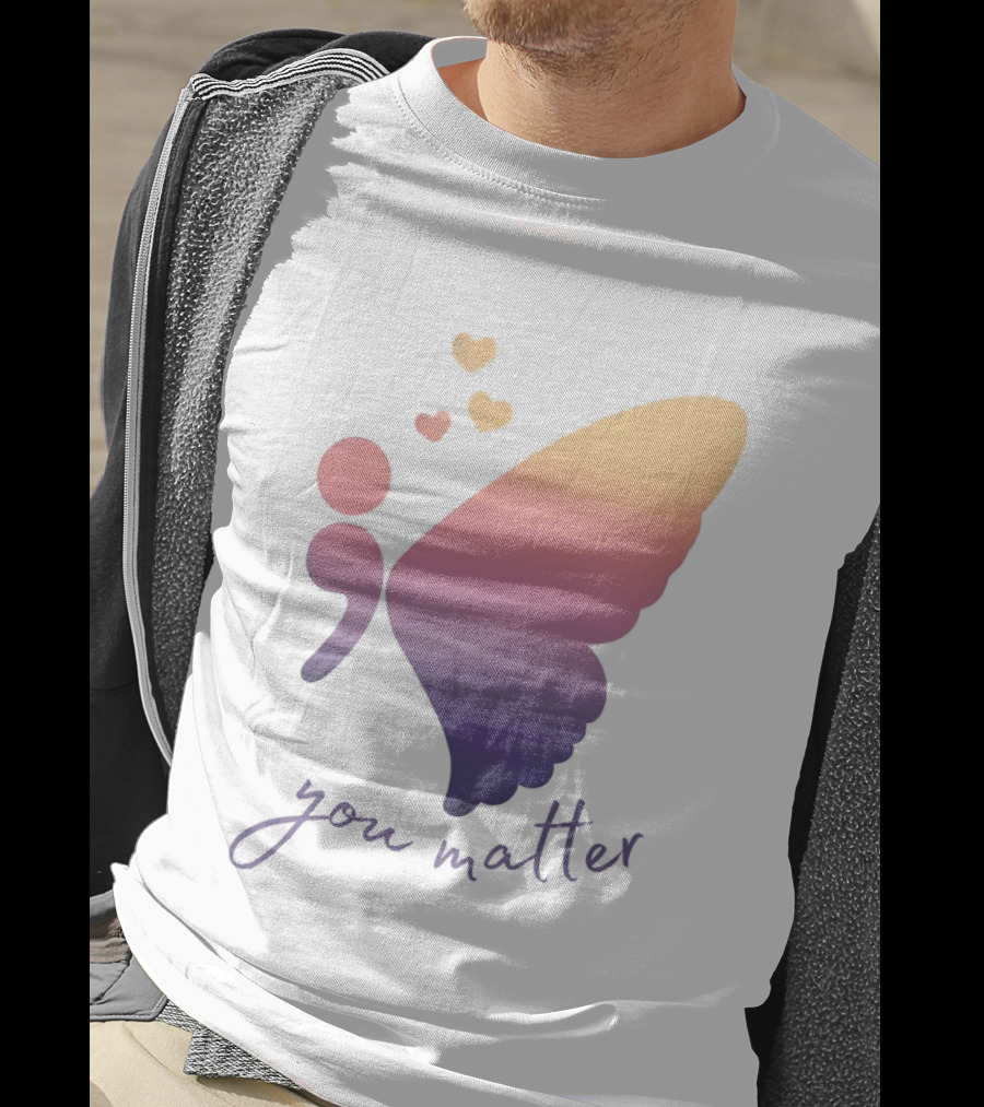 Semicolon Butterfly You Matter Inspirational Mental Health Awareness T-Shirt