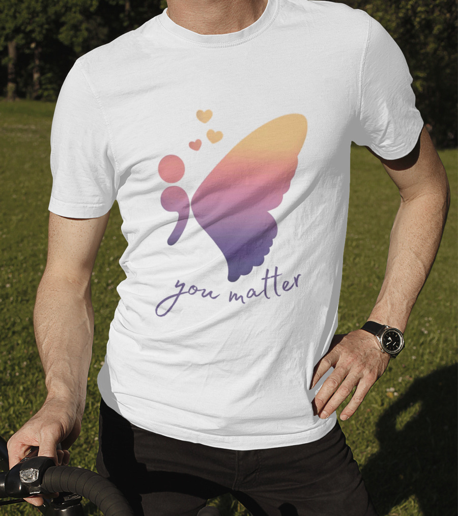 Semicolon Butterfly You Matter Inspirational Mental Health Awareness T-Shirt