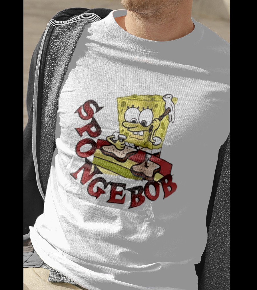 SpongeBob Assembling Sandwich With Hammer T-Shirt