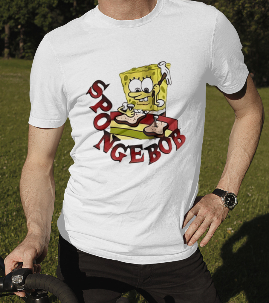 SpongeBob Assembling Sandwich With Hammer T-Shirt