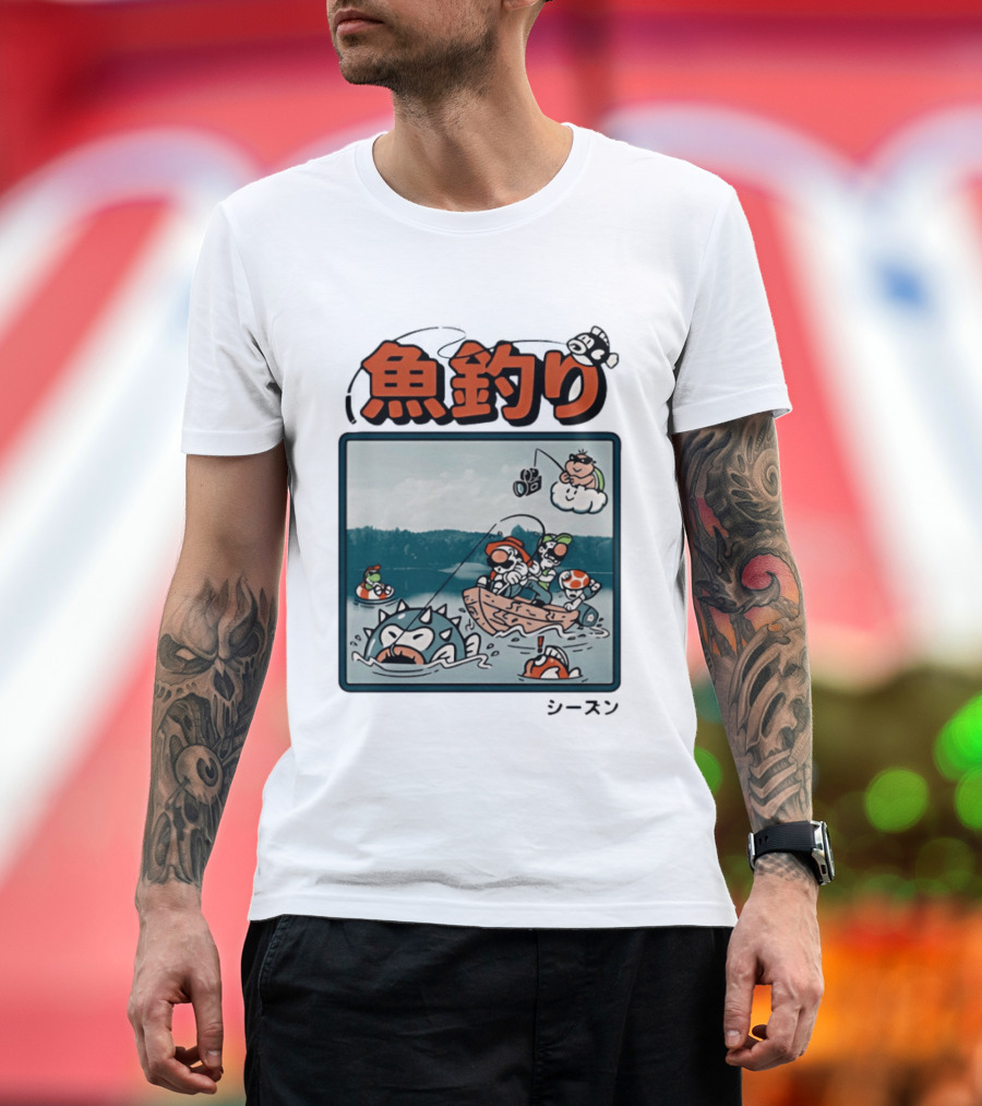 Super Mario Fishing Season Luigi Yoshi Toad Bowser Japan T-Shirt