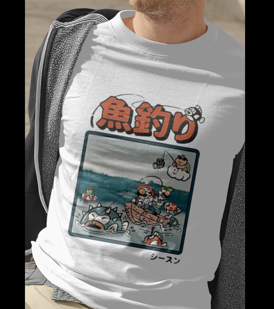 Super Mario Fishing Season Luigi Yoshi Toad Bowser Japan T-Shirt